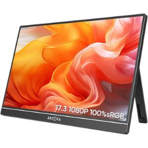 Draagbare Monitor - 17,3 inch – Portable monitor - Full HD 1080P IPS HDR – USB-C & HDMI – Ingebouwde Luidsprekers – Extern Scherm voor Laptop– Lichtgewicht 920g – 3-in-1 Display