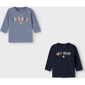 Name it Set van 2 T-shirten - blauw/donkerblauw - Maat 68