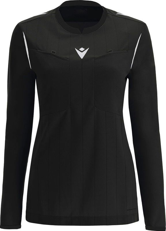 Macron Stephanie Scheidsrechtersshirt Lange Mouw Dames - Zwart / Wit | Maat: L