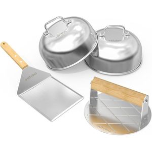 Roestvrijstalen Grillbestekset - Barbecue Gereedschapset met Spatel en Burger Press - BBQ Accessoires voor Hamburgers en Steaks bbq gereedschap