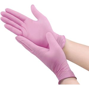 100 stuks Medium Roze Nitril Wegwerphandschoenen - M - Latex Vrij - Wegwerp Handschoenen - Ongepoederd - Poeder vrij