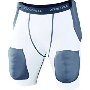 MM/Russell Athletic American Footbal Broek - Girdle Met 5 Ingenaaide Pads - Volwassenen - Wit/Grijs - XXL