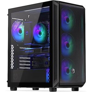 Ruime Gaming PC Behuizing met 4 ARGB Ventilatoren en glas zijwand