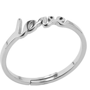 Plux Fashion Love Ring - Zilver - Verstelbare Ring - Stainless Steel - Heren - Dames - Sieraden - Silver Ring - Adjustable Ring - Love Ring - Sieraden Cadeau - Luxe Style - Duurzame Kwaliteit - Valentijn