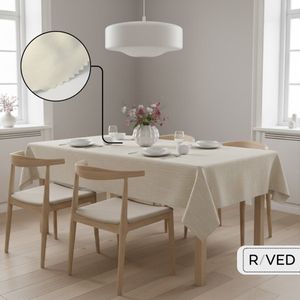 Raved Creme Polyester Tafelkleed  140 cm x  220 cm - Kreukvrij