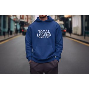 1987 Jaar Navy Hoodie heren - Maat XL - Total Legend - Verjaardag Cadeau Mannen - Limited Edition