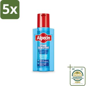 5 x Alpecin - Hybrid - Shampoo - Gevoelige Hoofdhuid - 250 ml - Grootverpakking - Gevoelige Hoofdhuid Shampoo - Haaruitval Shampoo - Cafeïne Shampoo - Anti-roos Shampoo - Droge Hoofdhuid Shampoo