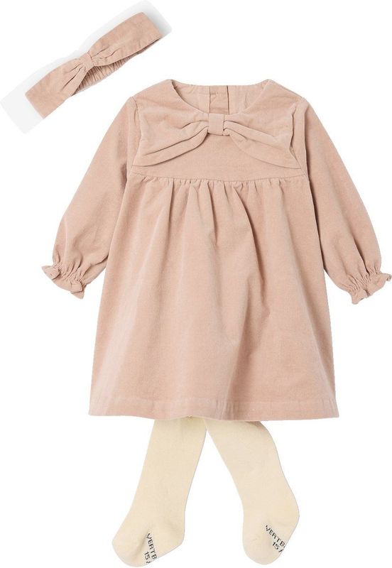 Babyset - Jurk - Roze - Fluweel - Met Heupband en Panty's - Geschenkdoos voor Kerstmis