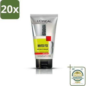 20 x L'Oréal Studio Line Invisi Fix 24H Clear & Clean Gel Super Strong 150 ml - Grootverpakking - Haarkleur - Haartypen - Haartypen - Haartypen