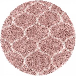 Extra hoogpolig shaggy vloerkleed Salsa - rond - roze - 200x200 cm