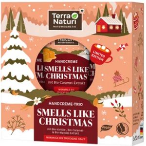 Kerst Geschenkset - Terra Naturi Handverzorgingsset - Smells like Christmas | 3x Handcrème 50ml - Amandel, Karamel & Vanille | Geschenkverpakking - Cadeaupakket - Kerst Geschenkset