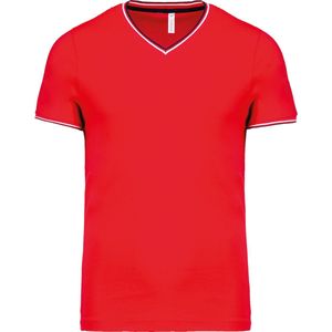 Kariban Heren-t-shirt piqué V-hals K374 - Red / Navy / White - XXL