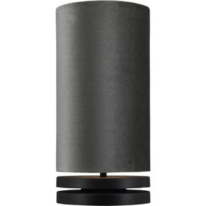 Tafellamp Livio zwart - Ø 20 cm - kap velours grijs
