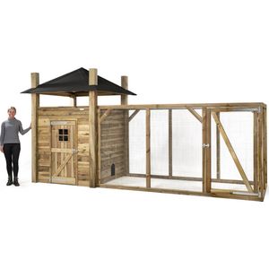 Wood Selections Kippenhok Loes XL - Kippenren - Nachthok Kippen voor buiten - kippenhok met buitenverblijf - Dierenverblijf