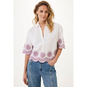 Mexx - Cropped Embroidery Blouse - Wit - Dames
