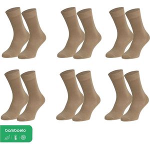 Bamboelo Sokken - 6 paar Bamboe Sokken - Bamboelo Sock - Maat 43/46 - Beige - Naadloze Sokken - 80% Bamboe