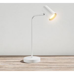 HOFTRONIC - Riga LED Tafellamp Wit - GU10 - Kantelbaar en Draaibaar - Modern - Nachtkastlamp Bureaulamp - 1,75 meter snoer Incl. Snoerdimmer (dimbaar) - 2700K Warm wit licht (H: 421mm)