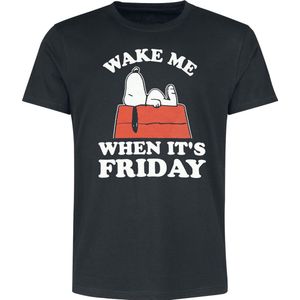 Peanuts Snoopy - Wake Me When It’s Friday Heren T-shirt - zwart - M
