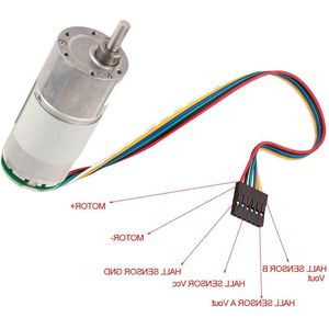 Motor met versnelling - 12V 30 RPM - 10-1500 RPM - Encoder - Excentrische uitgaande as 37 mm diameter .