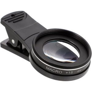 15X Macro Lens - Universele Telefoon Camera Lens - Optische High Definition Telefoon Macro Lens Bevestiging Clip op Telefoon Lens Accessoires voor de meeste Mobiele Telefoons - Zwart