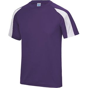 Just Cool Vegan Unisex T-shirt 'Contrast' met korte mouwen Purple/White - XXL