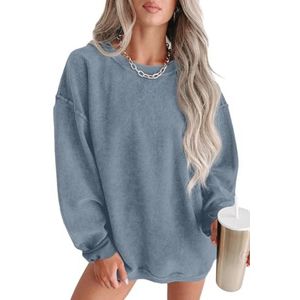 Oversized Dames Sweatshirts - Casual Corduroy Truien met Lange Mouwen en Ronde Hals