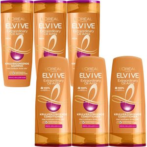 L'Oréal Elvive Krulverzorgende Shampoo & Conditioner - Voordeelverpakking - 3 x Shampoo 250ml 3 x Conditioner 200ml