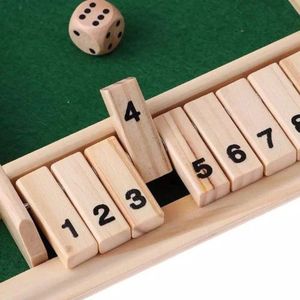 Shut The Box - 4 Spelers - Dobbelspel - Inclusief dobbelstenen - Houten spel - Houten Speelgoed - Kansspel - Bordspellen - Partygame - Kansspel - Reisspel - Drankspel - Party&Games -