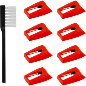 Allecto Plus - 8 Stuks Platenspelernaald met Reinigingsborstel - Diamantnaaldstylus - Draaitafelnaalden Vervanging - Vinylplatenspelers - Hoge Kwaliteit - Nieuwe Collectie
