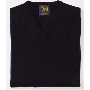 Osborne Knitwear Trui met V hals - Sweater heren in Lamswol - Pullover Heren - Navy - 5XL