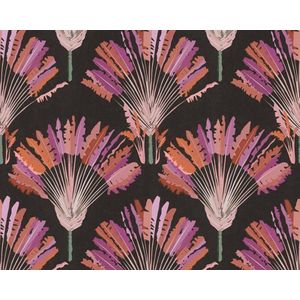 PALMBLADEREN BEHANG | Botanisch - lila zwart roze - ""Architects Paper"" A.S. Création Jungle Chic