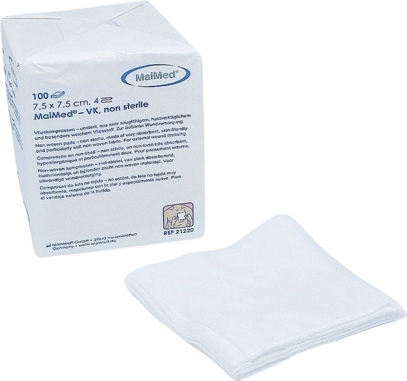 MaiMed non-woven gaascompressen 7,5cm x 7,5cm  - 100 stuks