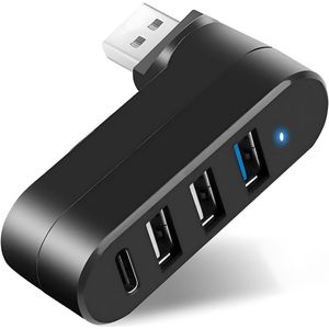 4-poorts USB 3.0-hub [90°/180° draaibaar], USB-verlengkabel geschikt voor laptops, auto's, Mac Pro, iMac, MacBook Air, MacBook Pro, MacBook, enz.