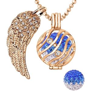 Quiges Engelenroeper 18mm Bolhouder met Ketting 90cm en Bolletje - Dames - Roségoudkleurig Golven - EBS18083