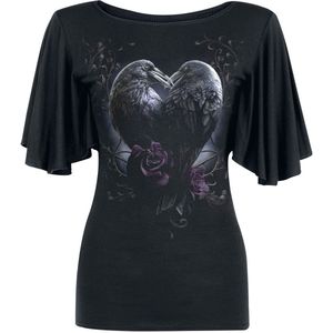 Spiral - Raven Heart - T-shirt - Zwart - 95% Viscose, 5% Elastaan