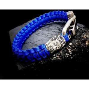 Paracord Armband met 925 Zilveren 3D Buddha Bedel (Spacer) van 12 gram Zilver, Stainless Steel (RVS) slot verstelbaar in 3 maten .