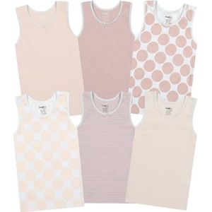Meisjes Cami Onderhemden 6 Pack - Katoenen Tank Tops met Ronde Hals en Strik