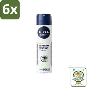 NIVEA MEN - Deodorant Spray - Sensitive Protect - 150 ml - Voordeelverpakking - 6 stuks - Zweetbehandeling - Geurbehandeling