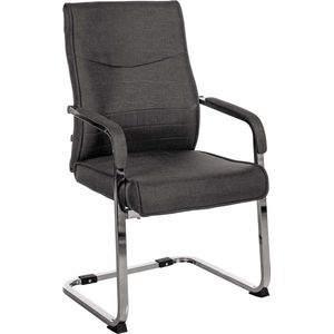 CLP Hobart Eetkamerstoel - Bezoekersstoel - Met armleuning - Verchroomd frame - zwart Stof