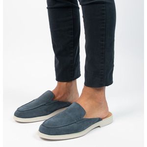 Manfield - Heren - Blauwe suède slip on loafers - Maat 42