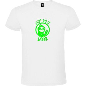 Wit T shirt met print van "" WTF letters "" print Neon Groen size L