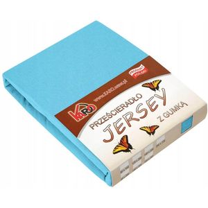 Jersey hoeslake met elastiek 120x200 cm turkoois