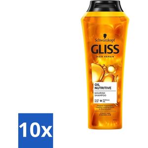 Gliss - Shampoo - Oil Nutritive - Voor Voedend en Zijdezacht Haar - 250 ml - Bulkverpakking - 10 stuks
