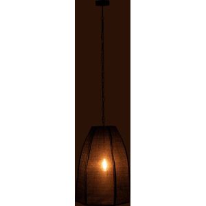 J-Line plafondlamp Peer - linnen/ijzer - zwart - large