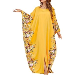 Nivard Islamitische Kleding - Djellaba Dames - Moslim Kleding - Arabisch Dames Kaftan - Alhamdulillah - Geel