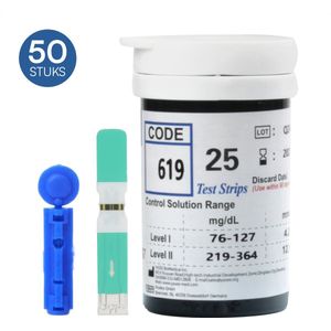 Mecura - Navulset - 50 Glucose Teststrips en Lancetten - Voor Mecura Glucosemeter