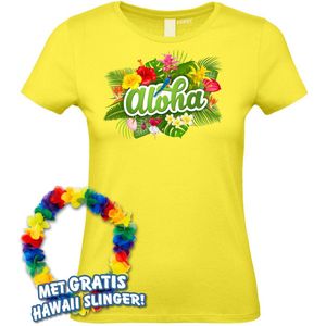 Dames t-shirt Aloha | Toppers in Concert 2024 | Club Tropicana | Hawaii Shirt | Ibiza Kleding | Lichtgeel Dames | maat XXL