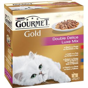 Gourmet Gold Luxe Mix - Rund & Kip - Kattenvoer - 6x (8 x 85) g