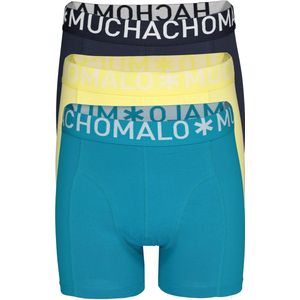 Muchachomalo boxershorts (3-pack) - heren boxers normale lengte - donkerblauw - geel en petrol -  Maat: XL