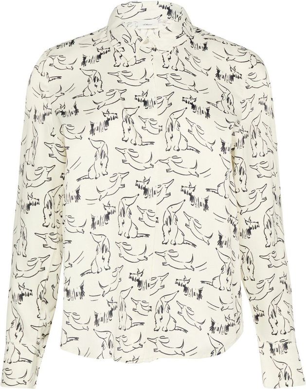 s.Oliver - Blouse - Satijn - Met All-over Print - Lange Mouwen
